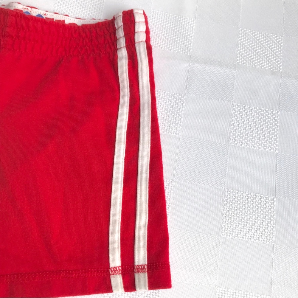 3 for $15 Faded Glory Kids Red Boxing Shorts White Stripes Boxer Gym Short Girls - Picture 3 of 6
